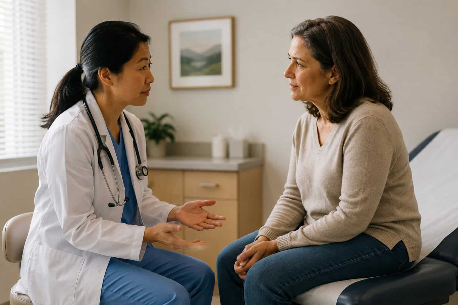 RevolutionCourseGraphic Healthcare provider and patient having an open conversation about medical cannabis in a clinical setting.